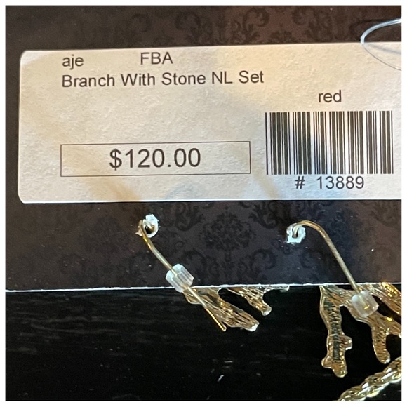 Red Stone Tree Branch Necklace - Picture 9 of 12